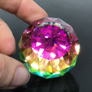 Signed Swarovski Crystal Cut Prism Rainbow Sphere Miniature Paperweight