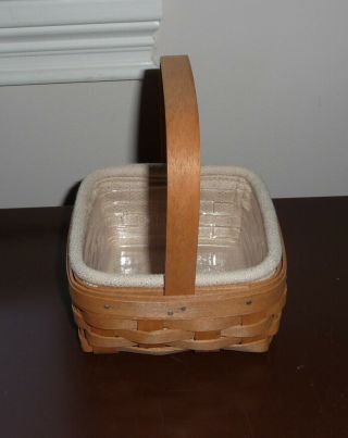 Longaberger Coaster Tote Basket,  Oatmeal Liner And Protector - Warm Brown