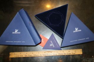 Swarovski 2002 Christmas Ornament Box And Triangle Paper Only No Ornament Jsh