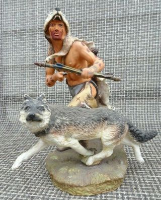1989 R F Murphy Wolf Runner Porcelain Native American Sculpture By Franklin