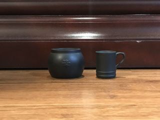 Wedgwood Jasperware Black Basalt Miniature Cup And Pot