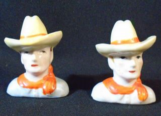 Occupied Japan Cowboy With Hat Salt And Pepper Shakers