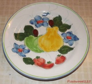 Himark Hand Painted Terra Cota Fruit Floral Decor Plate - 10 " / Made In Portugal