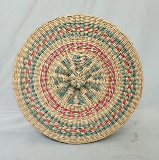 VINTAGE SWEETGRASS WOVEN BASKET WITH LID 2