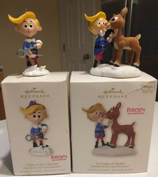 Hallmark Rudolph The Red Nosed Reindeer Hermey Christmas Ornaments 2007 2008