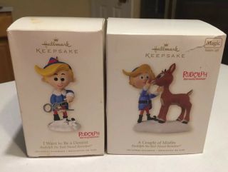 Hallmark Rudolph The Red Nosed Reindeer Hermey Christmas Ornaments 2007 2008 5