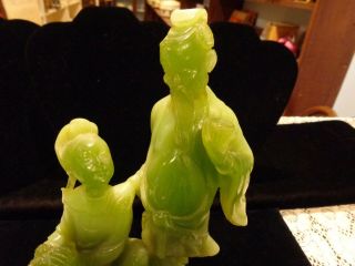 Oriental Asian Man and Woman Faux Jade on Base Made Exclusively for Wony Italy 2