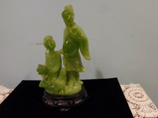 Oriental Asian Man and Woman Faux Jade on Base Made Exclusively for Wony Italy 3