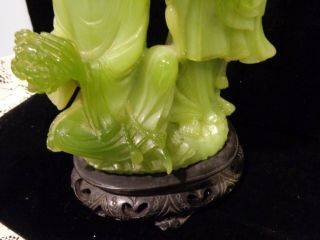 Oriental Asian Man and Woman Faux Jade on Base Made Exclusively for Wony Italy 6