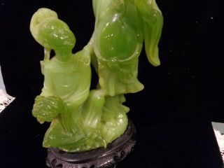 Oriental Asian Man and Woman Faux Jade on Base Made Exclusively for Wony Italy 7