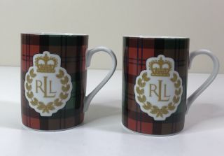 Set Of 2 Red Plaid Ralph Lauren Knockhill Tartan Coffee Tea Cups Mugs