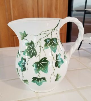 Green Ivy Ceramic Pitcher - Made In Italy