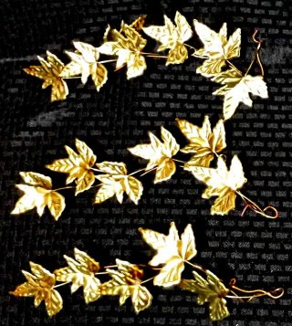 Set Of 3 Gold Metal Leaves Wall Decor - Wall Hangings -