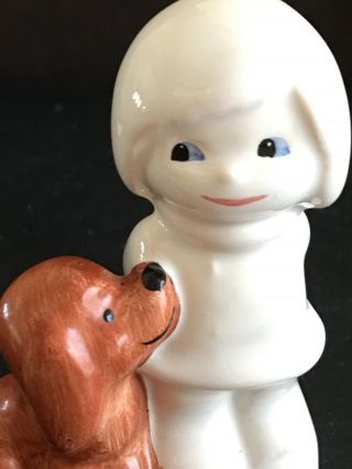 Vintage Goebel W Germany White Porcelain Girl with Dog Puppy 3