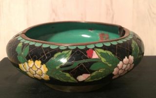 Vintage Chinese Hand Painted Cloisonne Enamel Brass Ashtray