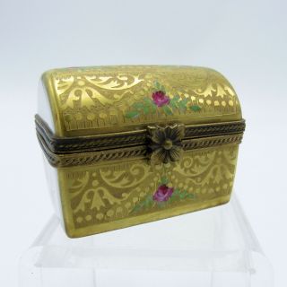 Vintage Limoges France Peint Main Incrustation Gold Trinket Box & Perf.  Btl. ,  Nr