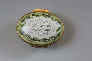 Halcyon Days Enamel Oval Trinket Box Designed By Tiffany & Co W/ Love Momento