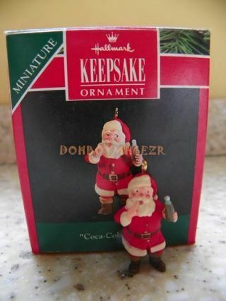 Hallmark 1991 Coca Cola Santa Miniature Christmas Ornament