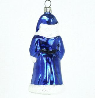 Vtg 1996 CHRISTOPHER RADKO Blown Glass SAPPHIRE SANTA Blue Robe ORNAMENT Poland 2