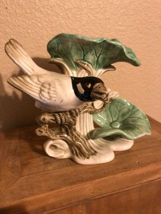 Vintage Fitz And Floyd Majolica Bird Moth Taper Candle Holder 1978