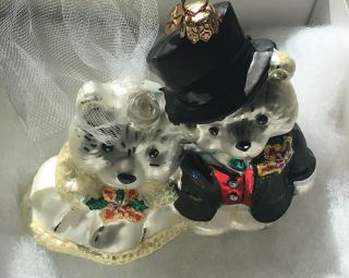 Christopher Radko Large Bride Groom Bear Christmas Ornament In Radko Box
