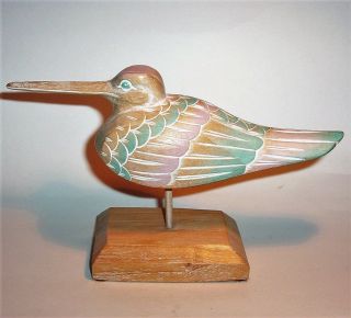 Old Tern Bird Hand Carved Painted Wood Art Sculpture Statue Figurine Vintage 9 "