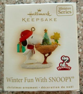 Hallmark Ornament,  Winter Fun With Snoopy,  Surprises,  12 2009,  Miniature