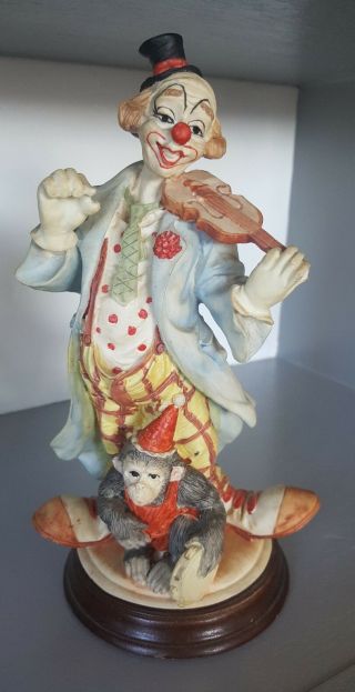 Vintage Ceramic Clown Hat Gentle Face Music Violinist 10 " Tall Circus