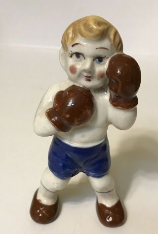 Vintage Porcelain Boxer Boxing Man Figure Figurine Stamped Japan 4.  5”