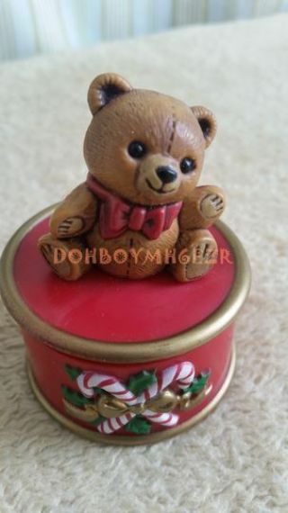 Hallmark Merry Miniatures 1982 Teddy Bear On Drum Container Christmas