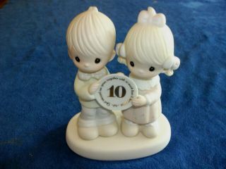 Precious Moments 10th Anniversary E - 2856 Porcelain Figurine Couple 1983