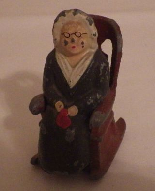 Amish Woman Lady In Rocking Chair Cast Iron Salt Pepper Shakers See Photo 