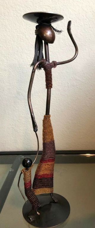 Women and Child Steel Candle Holder With Beaded Clothing 2