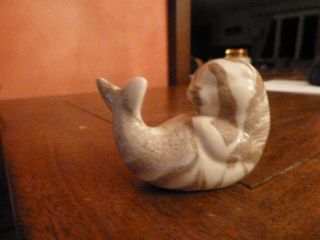 1980’s Mt St Helens Ash Ware Baby Seal Figurine Cream Tan Swirl Glaze 2.  5”