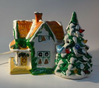 Dept 56 Gabled Cottage 50021 Has Colored Christmas Lights Glued In