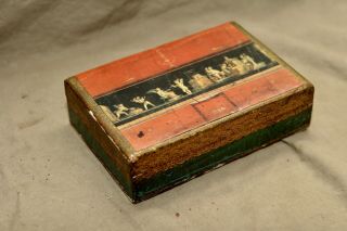 Vintage Wood Trinket Box Florentine Style Litho Of Cherubs In Workshop