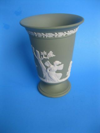 Vintage Green & White Wedgwood Vase England Collectible