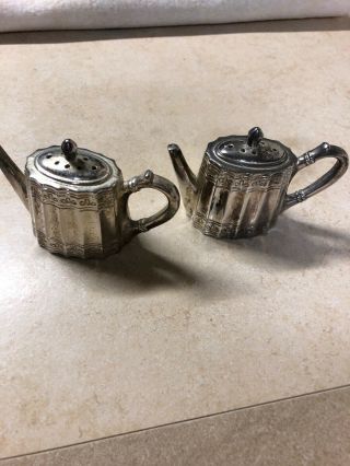 Vintage Godinger Salt & Pepper Shakers Minature Teapots Signed