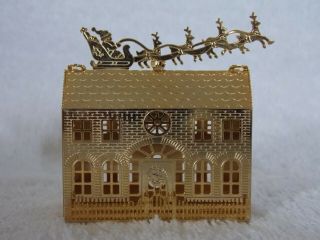 1985 Hallmark Christmas Eve Gold Brass Christmas Ornament