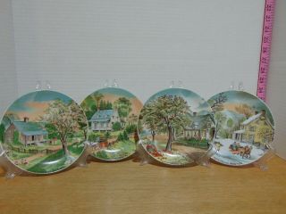 Vintage Currier And Ives Seasons Plates Set Of 4 Made In Japan 6 1/2 " (pink)