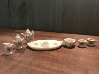 Vintage 9 Piece Miniature Tea Set - Pico Made In Occupied Japan Floral Motif
