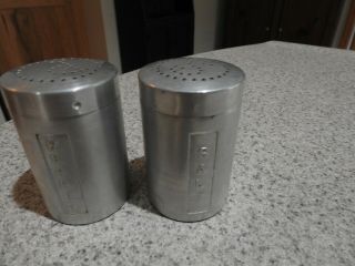 Vintage Metal Aluminum Canister Salt And Pepper Shakers,  Made In Italy,