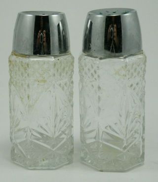 Vintage,  Heavy Crystal Cut Glass,  Salt & Pepper Shakers, .