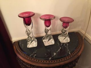 Set Of 3 Crystal Candle Holders
