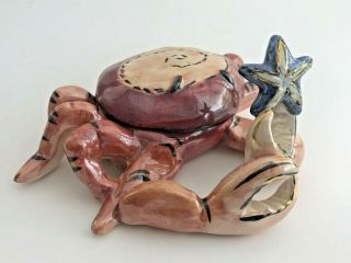 Blue Sky Crab 2001 Tealight Holder By Heather Goldminc Retired Clayworks T.  Lite
