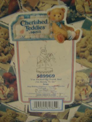 Cherished Teddies Ivan Carousel Teddy and Elephant by Enesco 1999 589969 2