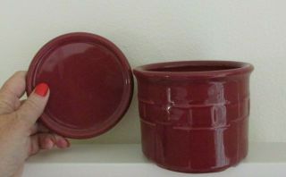 Longaberger Woven Traditions Paprika Red 1 Pint Crock & Lid Or Coaster