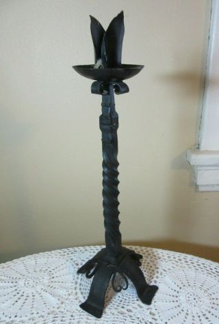 Hand Crafted Wrought Iron 17 " H Candlestick Holder