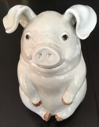 Fitz And Floyd Pig Cookie Jar Marked 1976 11” Tall