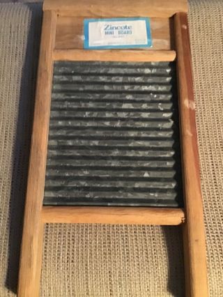 Vintage Mini Wood Washboard 14 1/2 Long By 7 1/2 Wide By Zincote